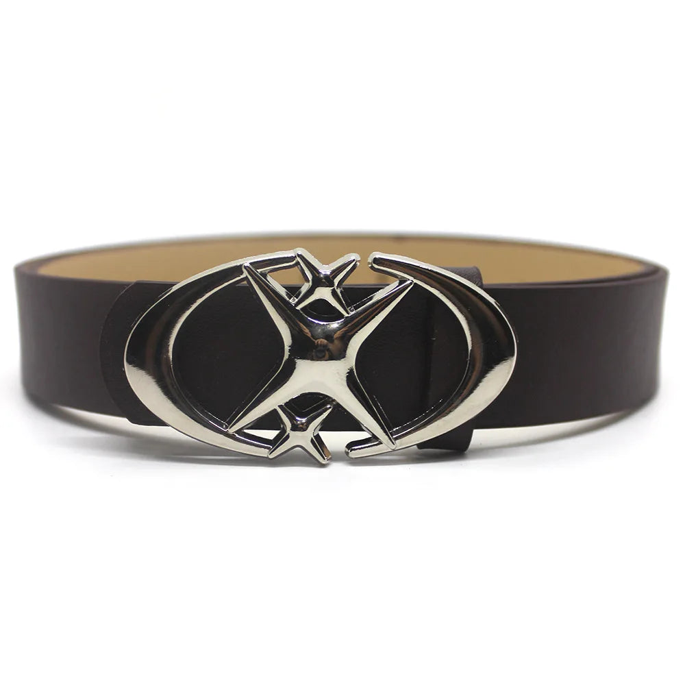 Punk Moon Star Buckle Belt Design Cross Metal Vintage Gothic Men Women Y2K Belt Pu Leather Waistband Jeans Pants Decorative Belt